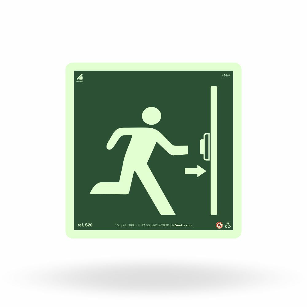 Placa "Porta Corta-Fogo Puxe" S20 com ColorAdd
