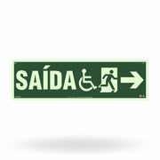 Placa Rota de Fuga Acessível "Saída à Direita" S16-D com ColorAdd