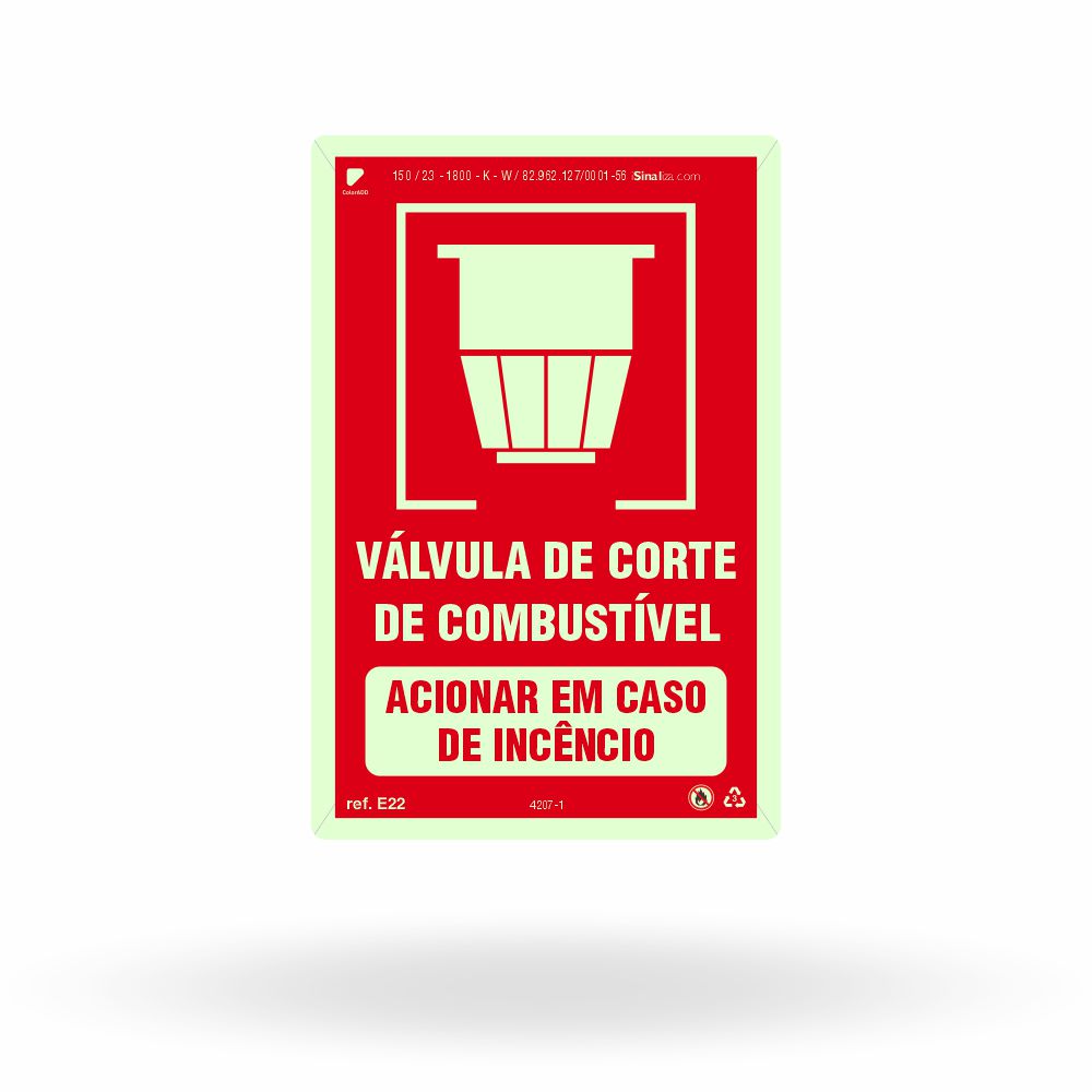 Placa "Válvula de Corte de Combustível" E22 com ColorAdd