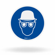 Etiqueta de Segurança "Obrigatório Uso de Capacete e Protetor Ocular" - (Embalagem com 10 unidades)
