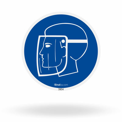 Etiqueta de Segurança "Obrigatório Uso de Viseira / Protetor Facial" - (Embalagem com 10 unidades)