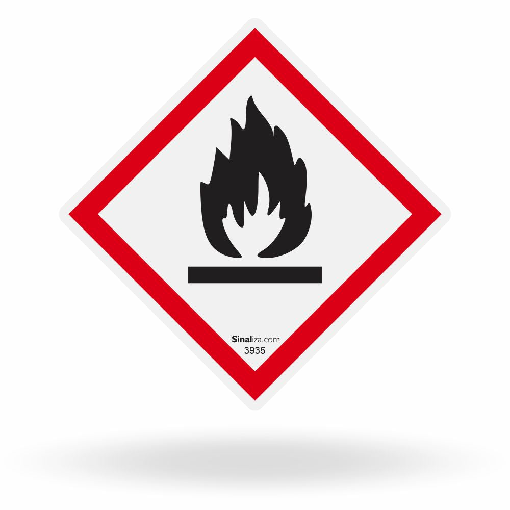 Etiqueta de Segurança GHS "Inflamável" - (Embalagem com 10 unidades)