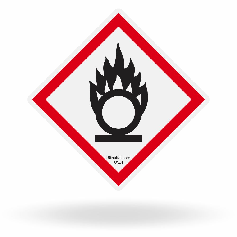 Etiqueta de Segurança GHS "Oxidante" - (Embalagem com 10 unidades)