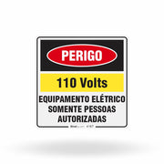 Etiqueta de Segurança "Perigo: 110V - Somente Pessoas Autorizadas" - (Embalagem com 10 unidades)