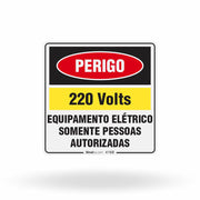 Etiqueta de Segurança "Perigo: 220V - Somente Pessoas Autorizadas" - (Embalagem com 10 unidades)