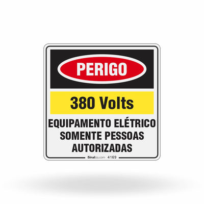 Etiqueta de Segurança "Perigo: 380V - Somente Pessoas Autorizadas" - (Embalagem com 10 unidades)