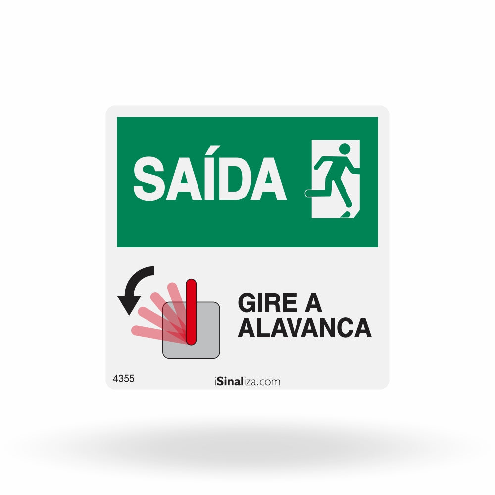 Etiqueta de Segurança "Saída - Gire a Alavanca" - (Embalagem com 10 unidades)