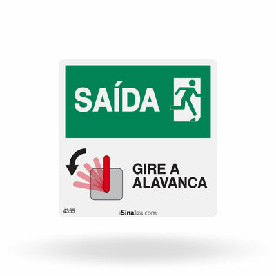 Etiqueta de Segurança "Saída - Gire a Alavanca" - (Embalagem com 10 unidades)
