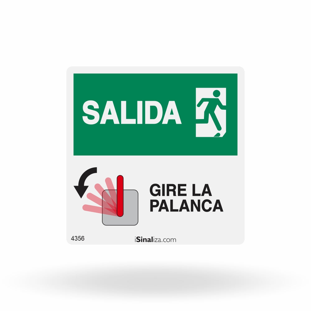 Etiqueta de Segurança "Salida - Gire la Palanca" (Espanhol) - (Embalagem com 10 unidades)
