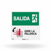 Etiqueta de Segurança "Salida - Gire la Palanca" (Espanhol) - (Embalagem com 10 unidades)