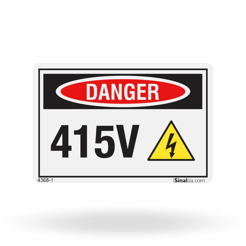 Etiqueta de Segurança "Danger: 415V" (Inglês) - (Embalagem com 10 unidades)