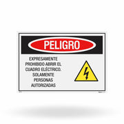 Etiqueta de Segurança "Peligro: Prohibido Abrir el Panel Eléctrico" (Espanhol) - (Embalagem com 10 unidades)
