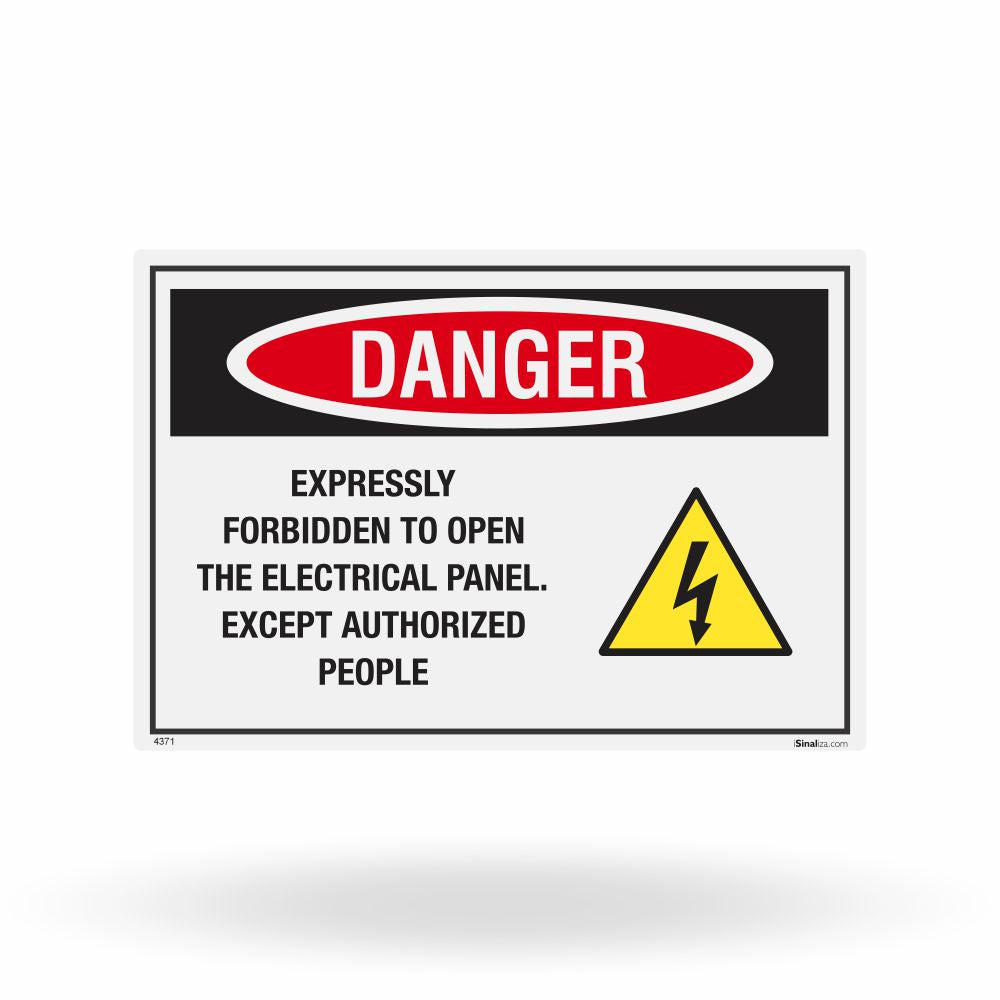 Etiqueta de Segurança "Danger: Do Not Open Electrical Panel" (Inglês) - (Embalagem com 10 unidades)