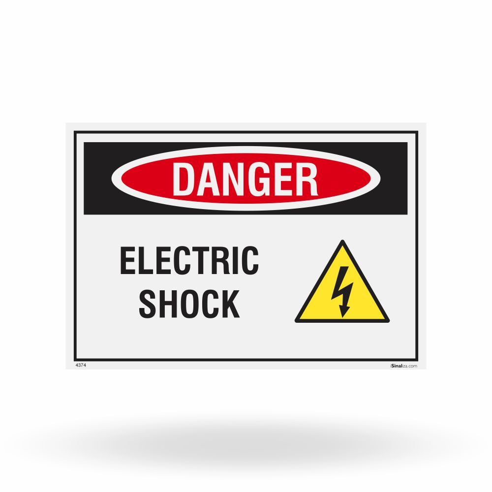 Etiqueta de Segurança "Danger: Electric Shock Hazard" (Inglês) - (Embalagem com 10 unidades)