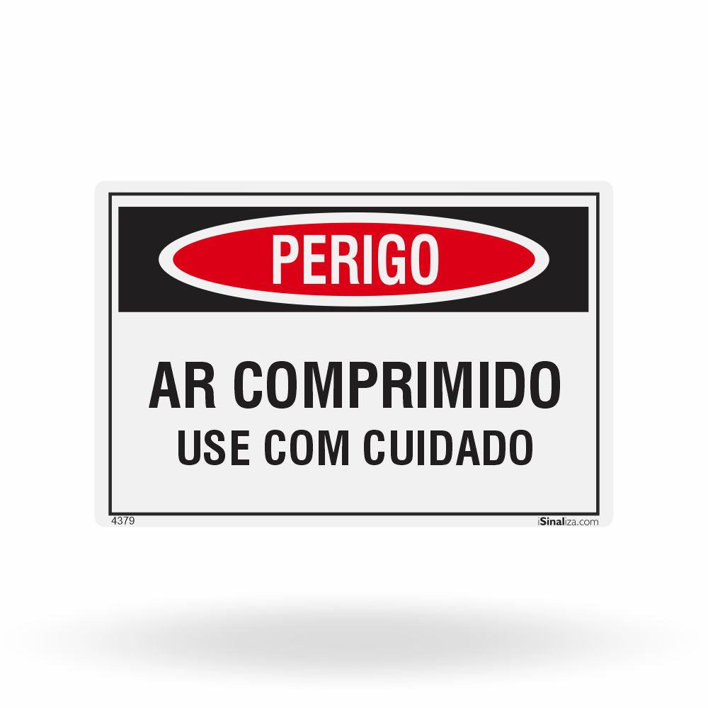 Etiqueta de Segurança "Perigo: Ar Comprimido - Use com Cuidado" - (Embalagem com 10 unidades)
