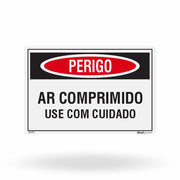 Etiqueta de Segurança "Perigo: Ar Comprimido - Use com Cuidado" - (Embalagem com 10 unidades)