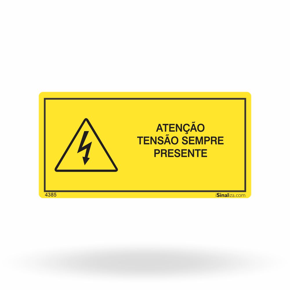 Etiqueta de Segurança "Atenção: Tensão Sempre Presente" - (Embalagem com 10 unidades)