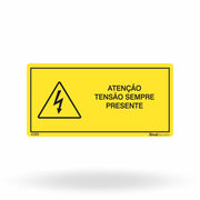Etiqueta de Segurança "Atenção: Tensão Sempre Presente" - (Embalagem com 10 unidades)