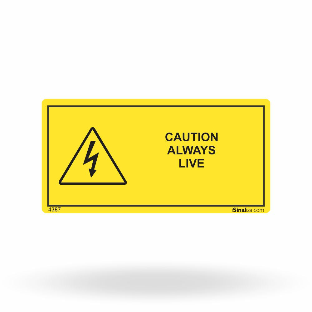Etiqueta de Segurança "Attention: Voltage Always Present" (Inglês) - (Embalagem com 10 unidades)