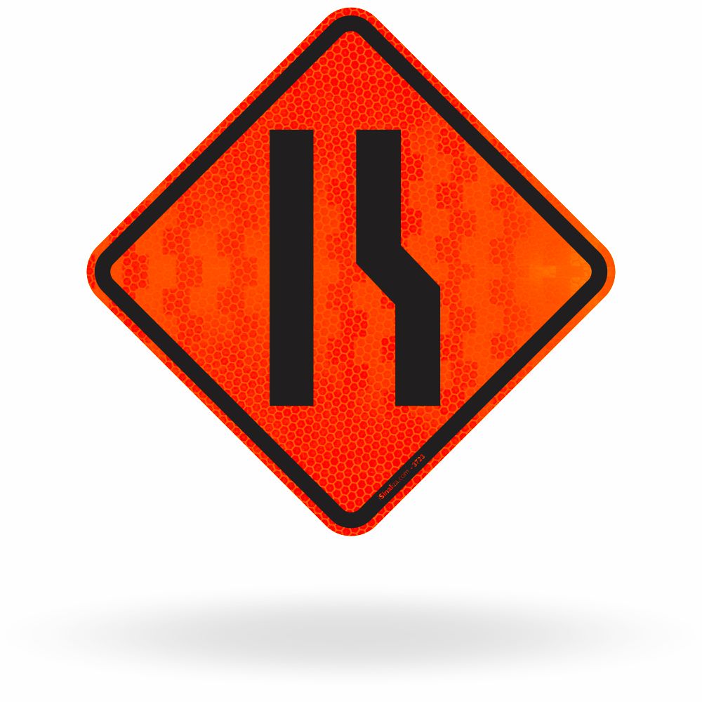 Placa Estreitamento De Pista À Direita A-21C - Obra