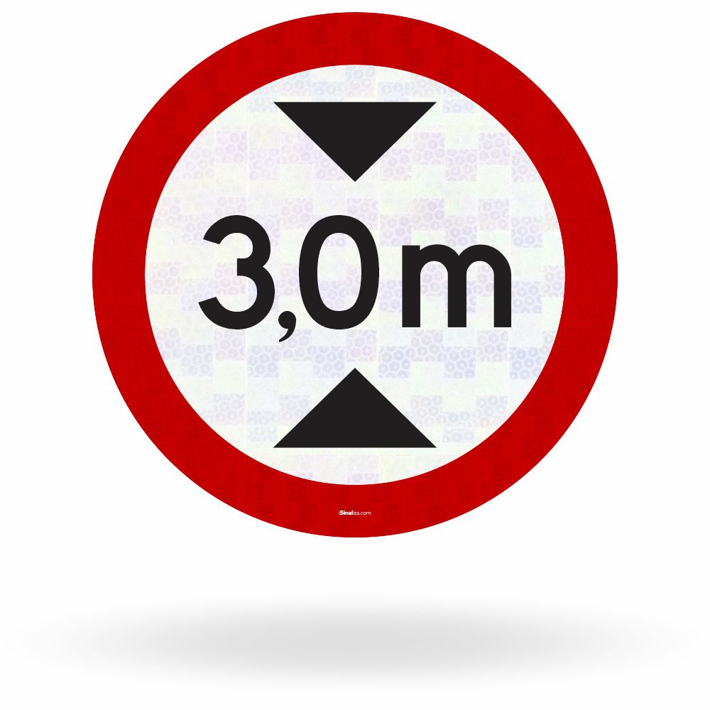 Placa Altura Máxima Permitida 3,0 Metros (R-15)