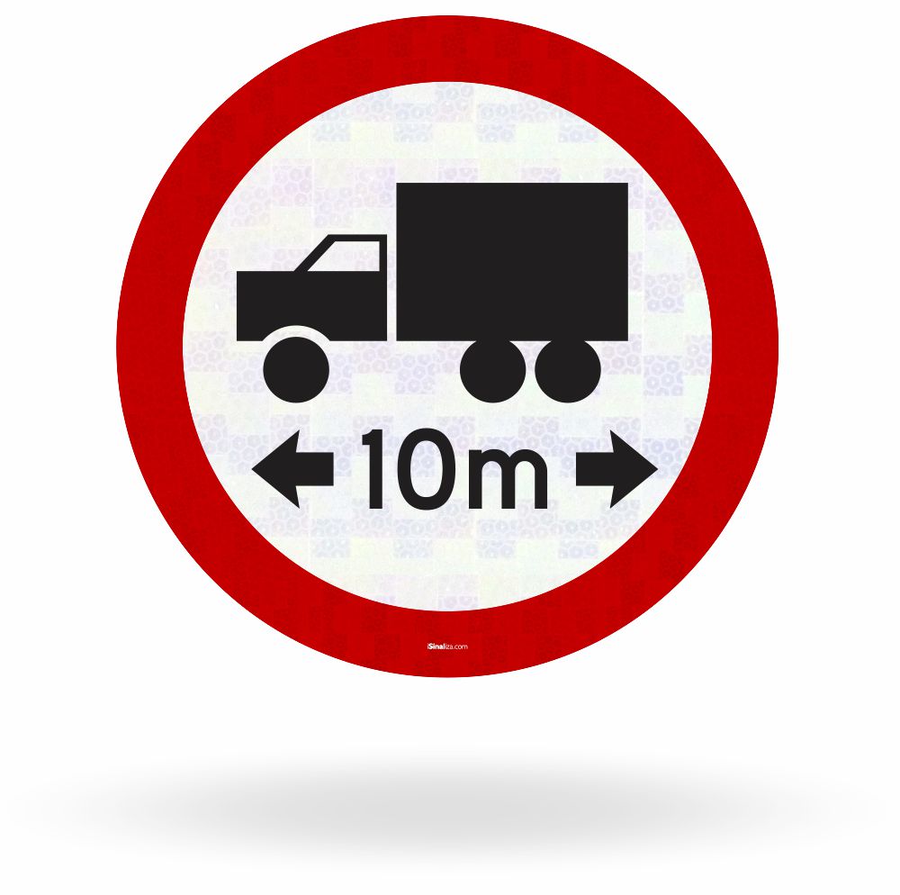 Placa Comprimento Máximo Permitido 10 Metros (R-18)