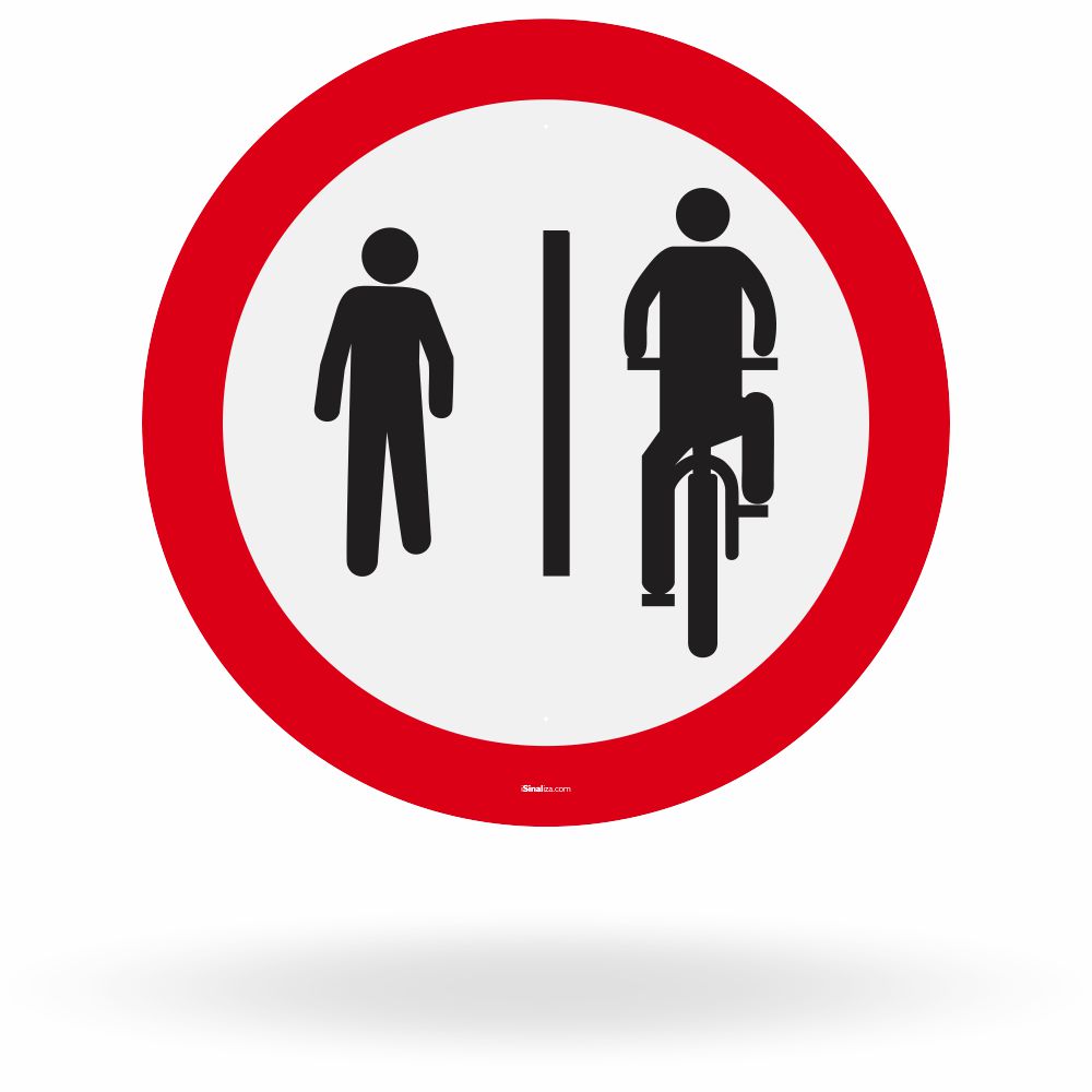 Placa Pedestres à Esquerda, Ciclistas à Direita (R-36b)