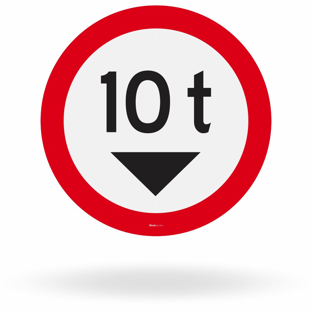 Placa Peso Bruto Total Máximo Permitido 10 Toneladas (R-14)