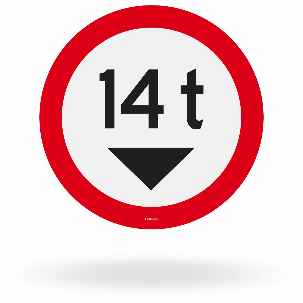 Placa Peso Bruto Total Máximo Permitido 14 Toneladas (R-14)