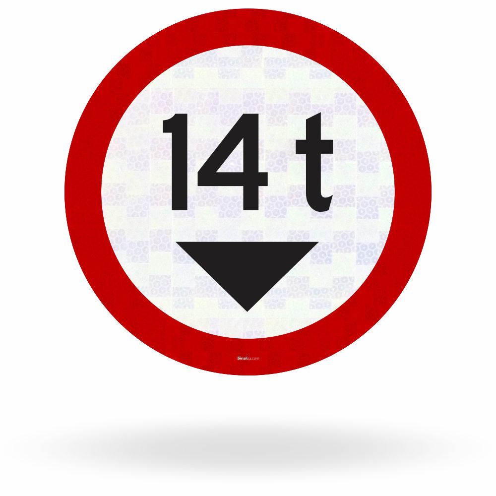Placa Peso Bruto Total Máximo Permitido 14 Toneladas (R-14)