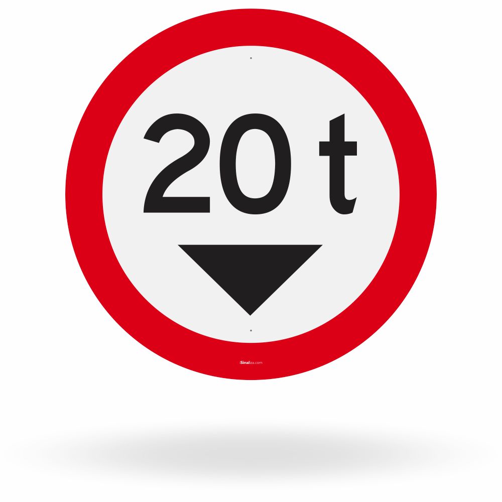 Placa Peso Bruto Total Máximo Permitido 20 Toneladas (R-14)