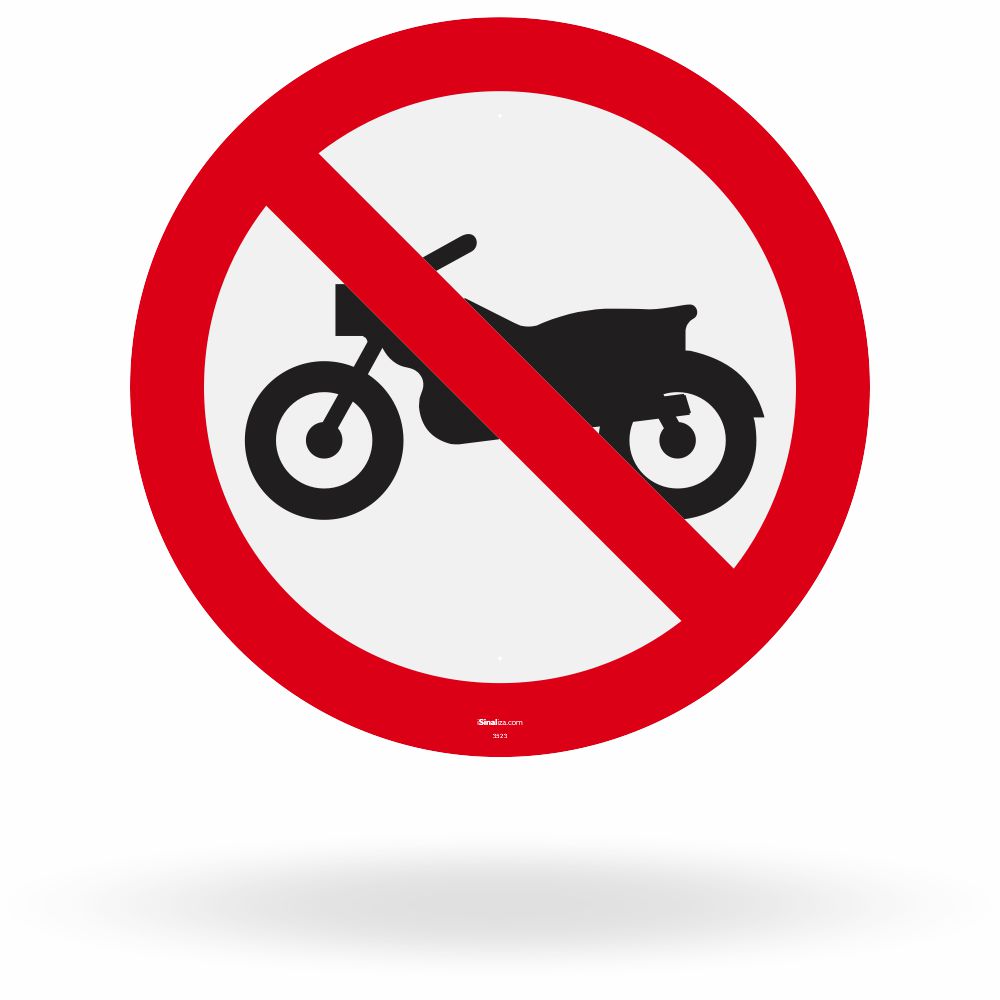 Placa Proibido Trânsito de Motocicletas, Motonetas e Ciclomotores (R-37)