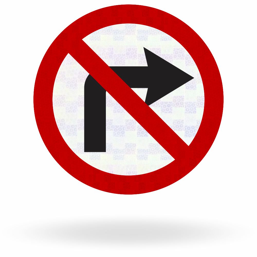 Placa Proibido Virar à Direita (R-4b)