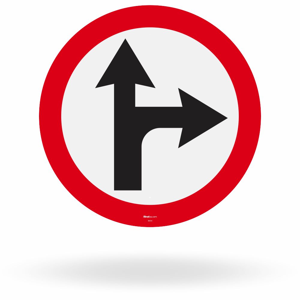 Placa Siga em Frente ou à Direita (R-25d)