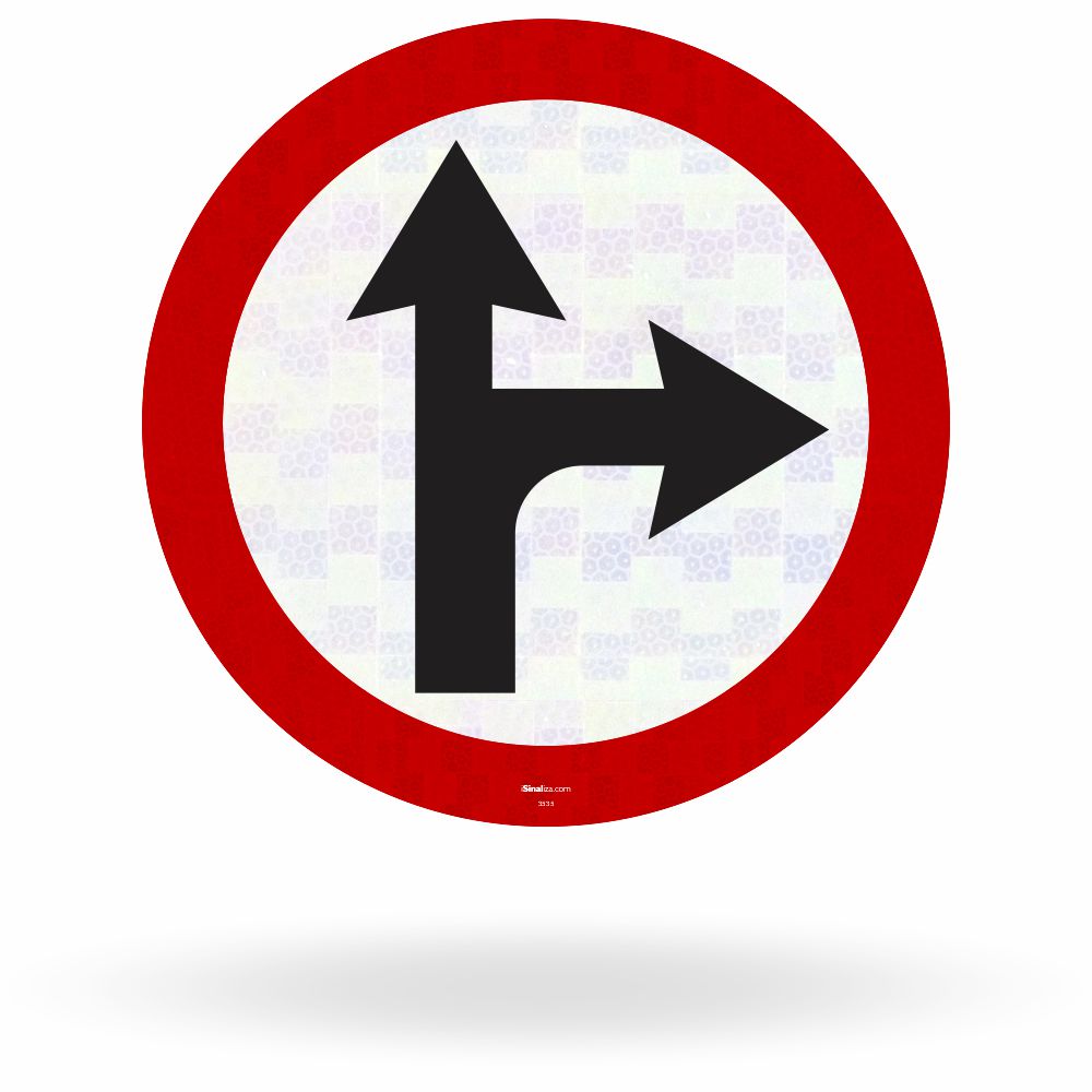 Placa Siga em Frente ou à Direita (R-25d)