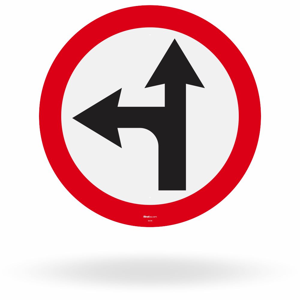 Placa Siga em Frente ou à Esquerda (R-25c)
