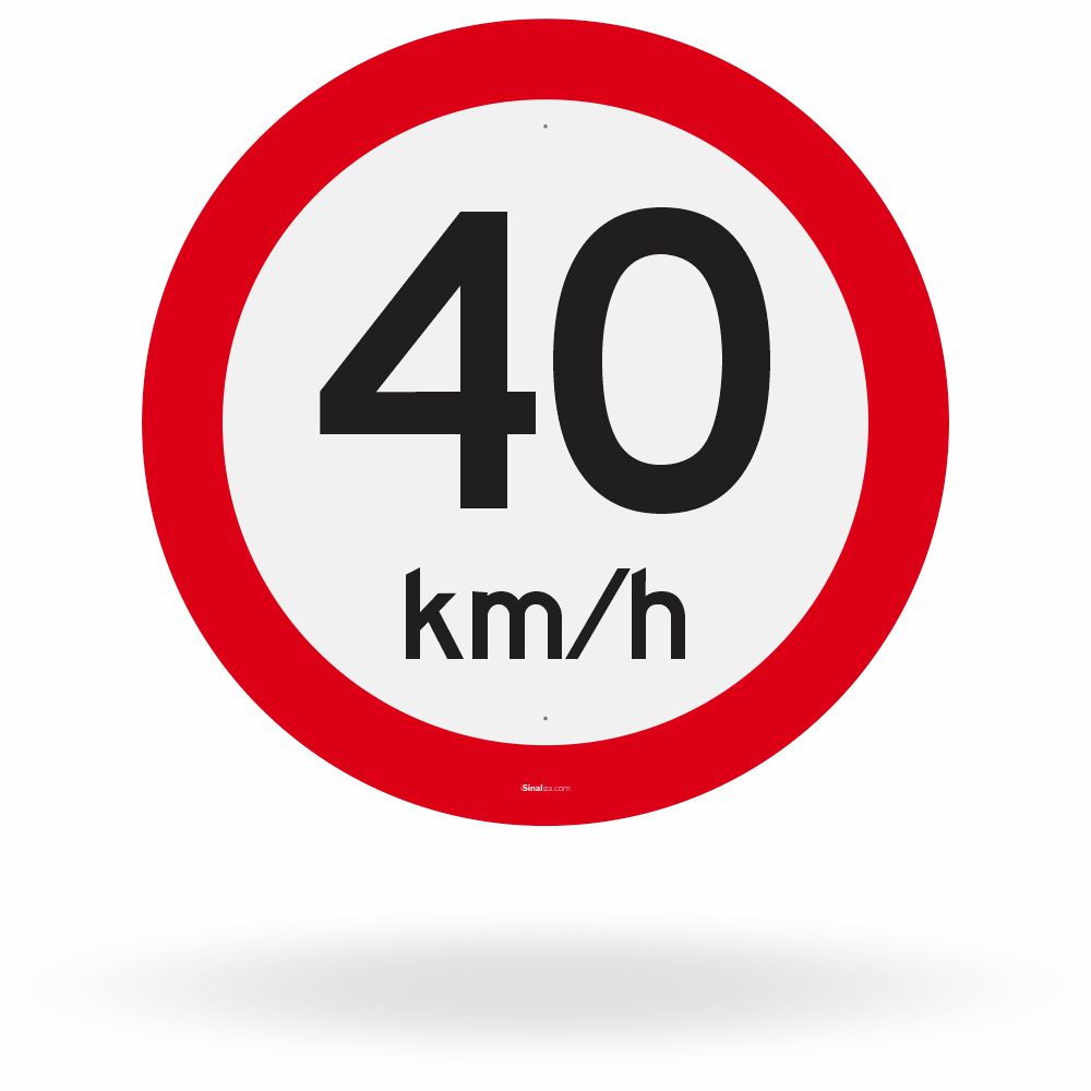 Placa Velocidade Máxima Permitida 40 km/h (R-19)