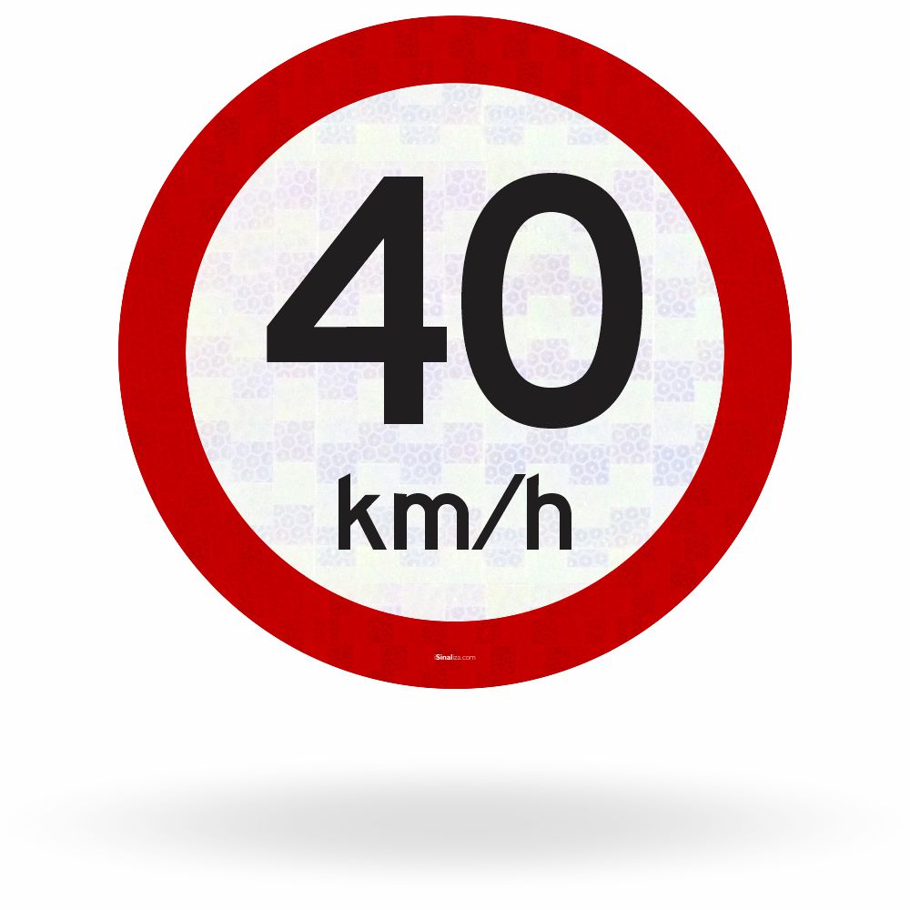 Placa Velocidade Máxima Permitida 40 km/h (R-19)
