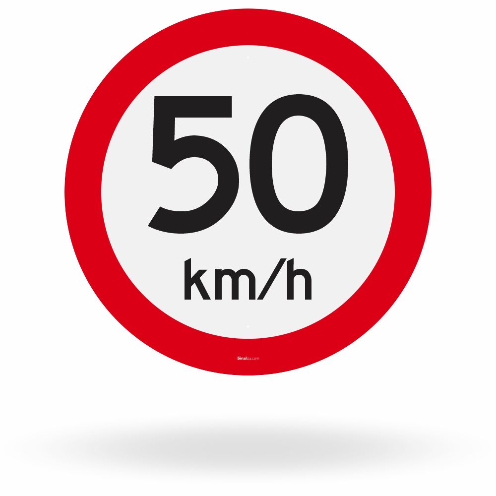 Placa Velocidade Máxima Permitida 50 km/h (R-19)
