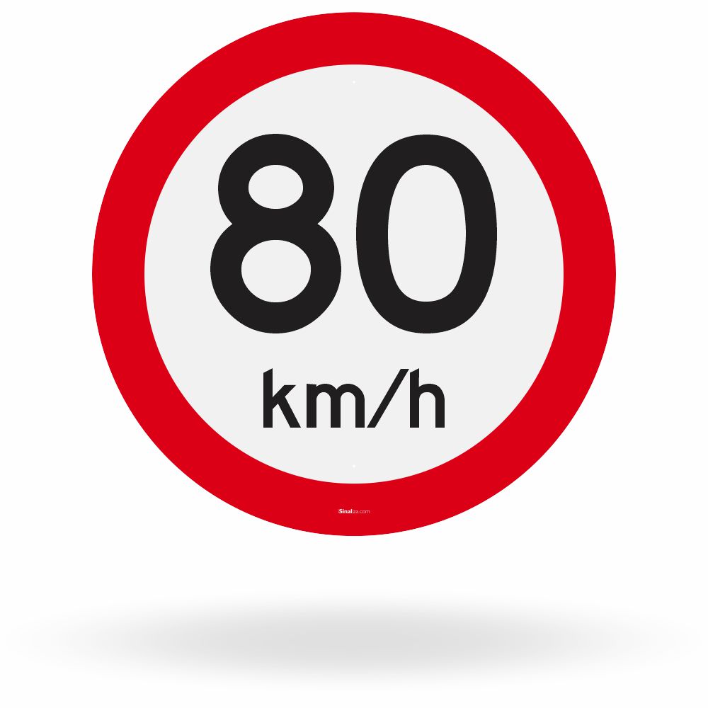 Placa Velocidade Máxima Permitida 80 km/h (R-19)
