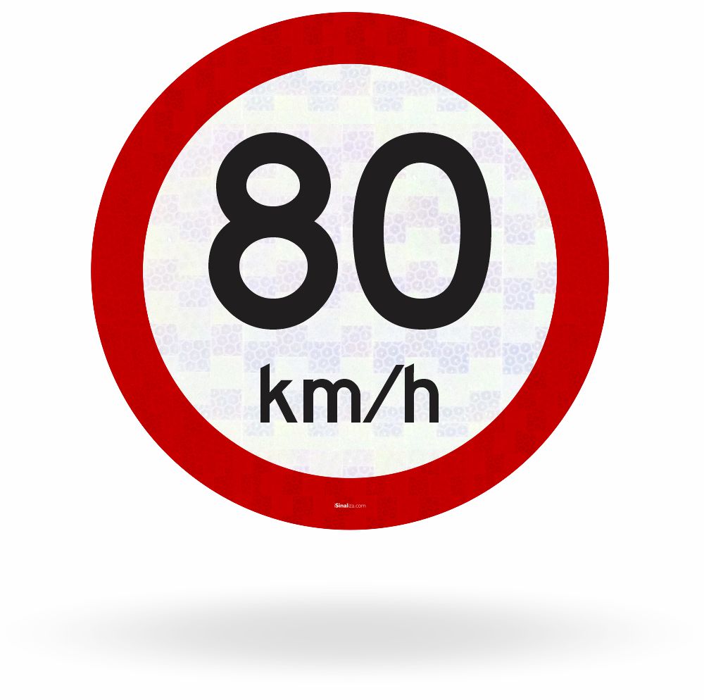 Placa Velocidade Máxima Permitida 80 km/h (R-19)