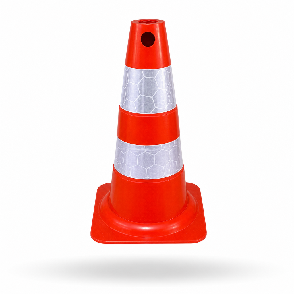 Cone Refletivo Flexível de Sinalização - Laranja e Branco