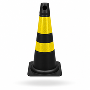 Cone Refletivo Flexível de Sinalização - Preto e Amarelo