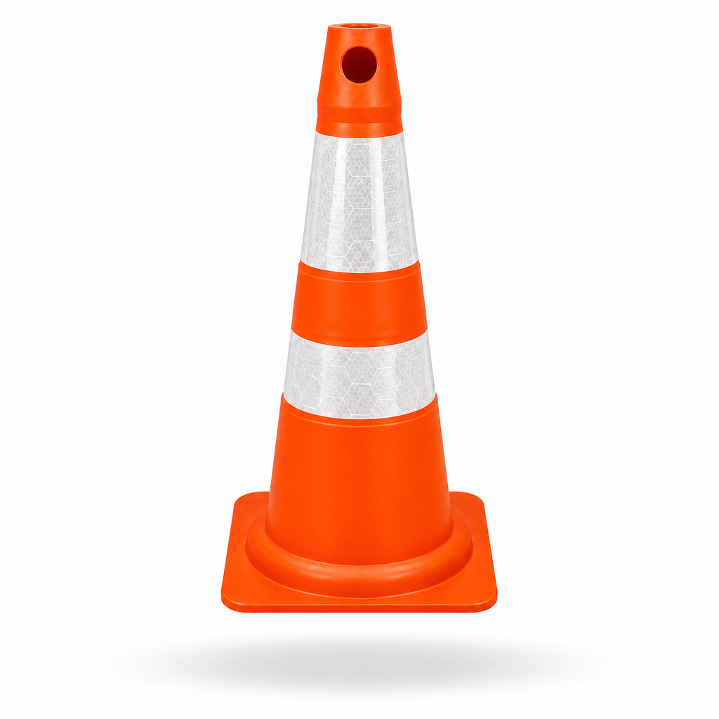 Cone Refletivo Flexível de Sinalização - Laranja e Branco