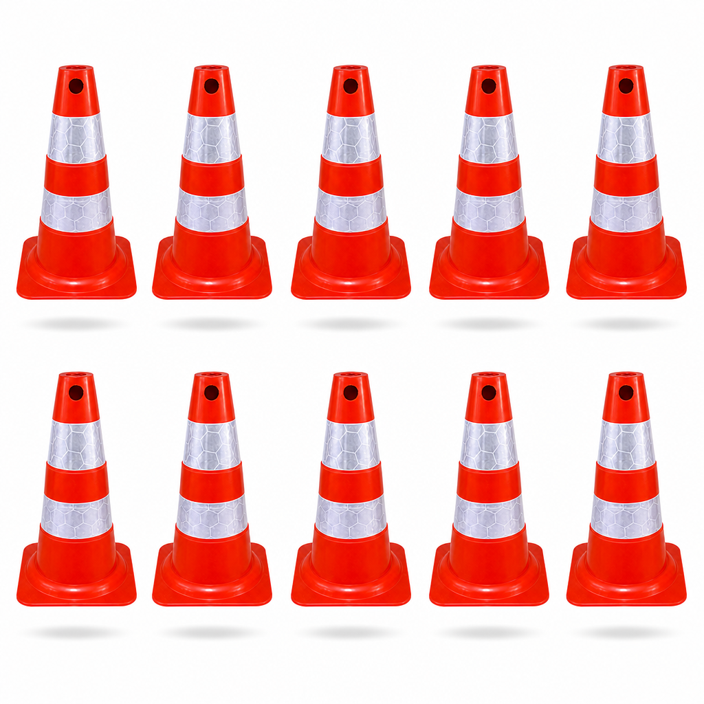 Cone Refletivo Flexível de Sinalização - Laranja e Branco