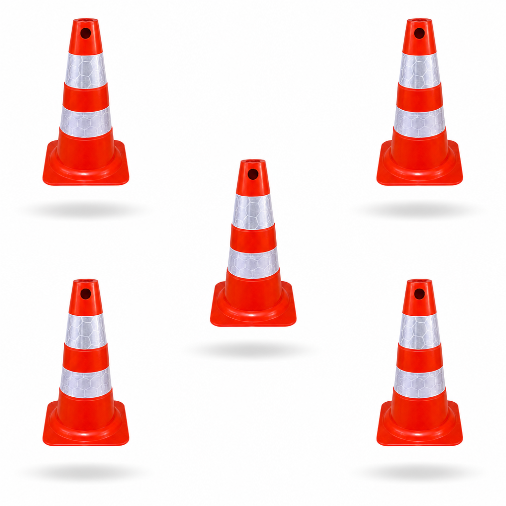 Cone Refletivo Flexível de Sinalização - Laranja e Branco