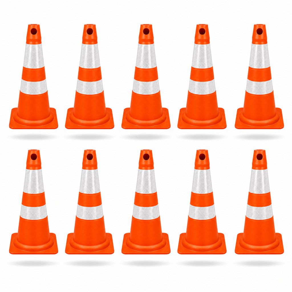 Cone Refletivo Flexível de Sinalização - Laranja e Branco