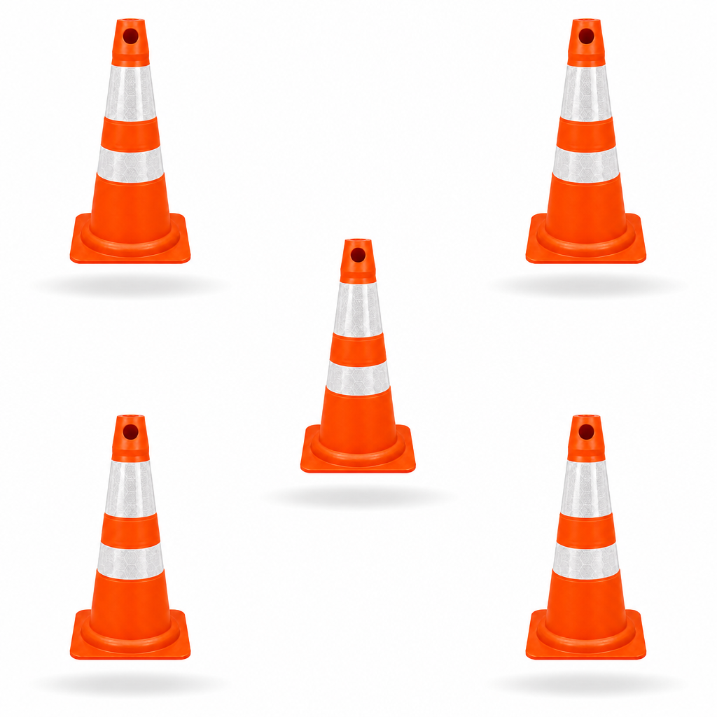 Cone Refletivo Flexível de Sinalização - Laranja e Branco
