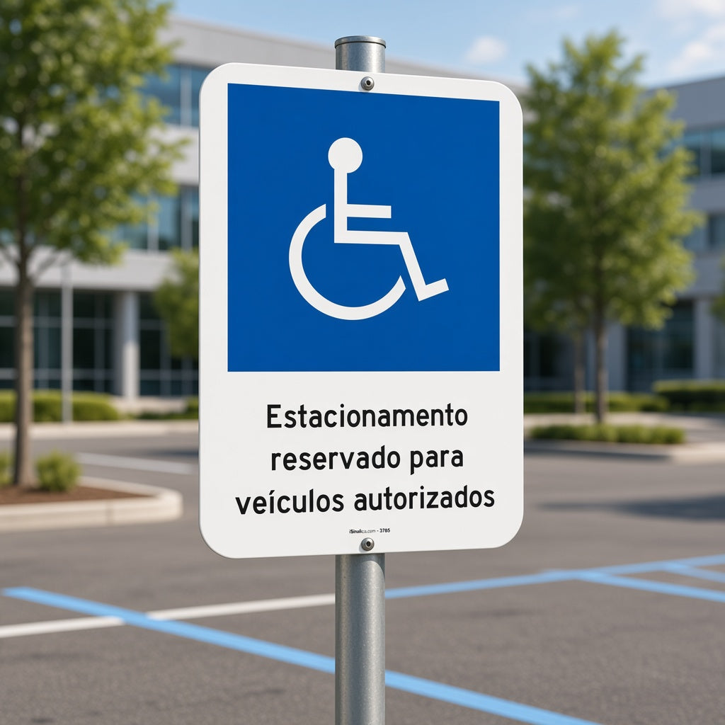 Placa Estacionamento Reservado para Veículos Autorizados - Cadeirante - NBR 9050