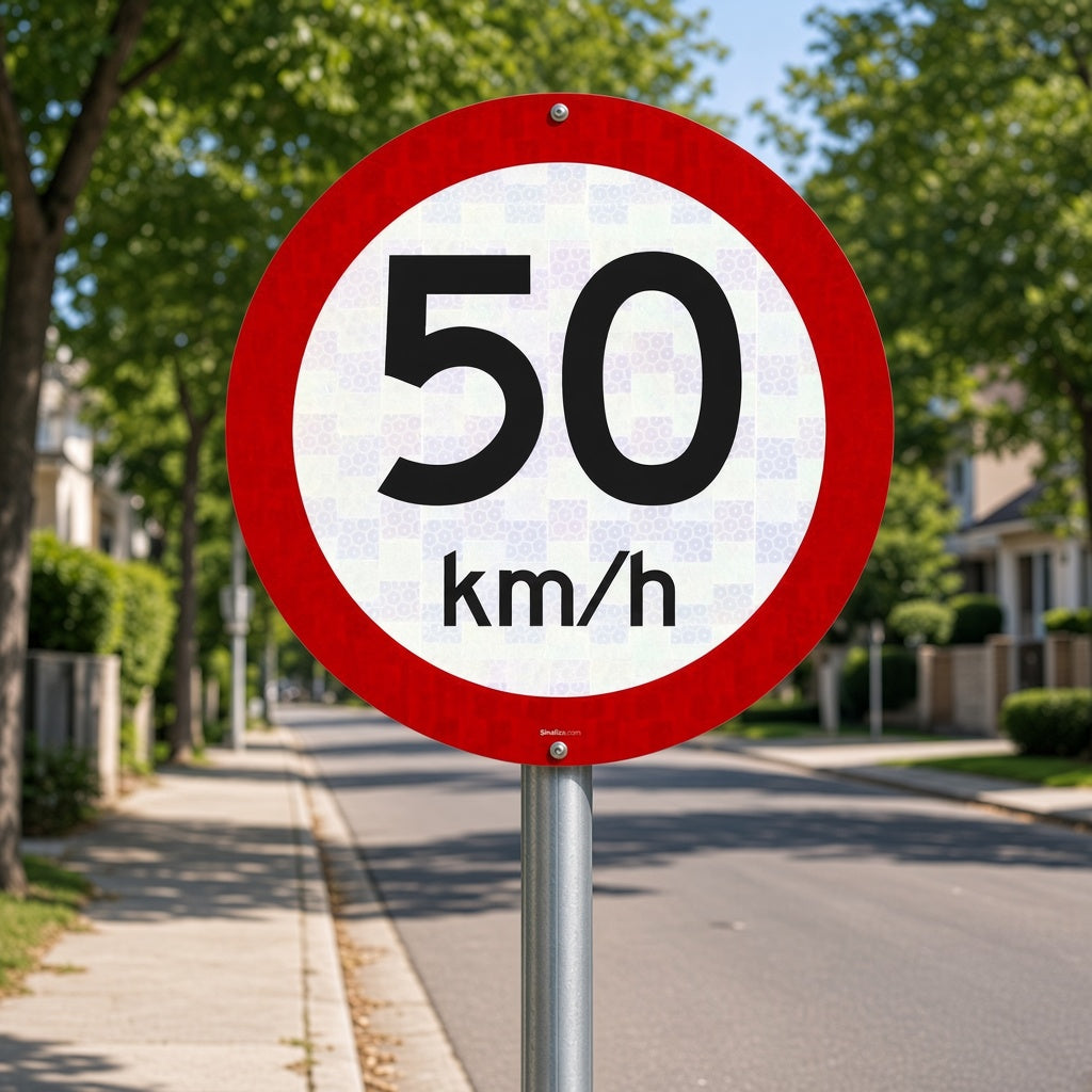 Placa Velocidade Máxima Permitida 50 km/h (R-19)